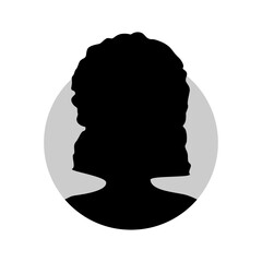 Vector flat illustration in black color. Icons of man and woman. Avatar, user profile, person icon, profile picture. Suitable for social media profiles, icons, screensavers and as a template.