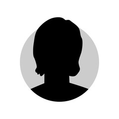 Vector flat illustration in black color. Icons of man and woman. Avatar, user profile, person icon, profile picture. Suitable for social media profiles, icons, screensavers and as a template.