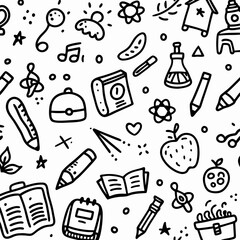 Doodle Back-to-School Supplies Pattern