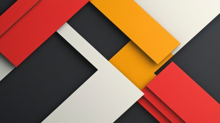 Hard-edge abstract with precise intersections of bold, flat color blocks