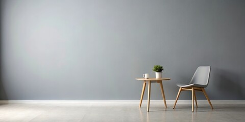 Empty minimalist room with gray wall on background
