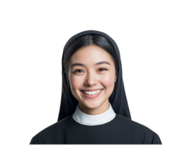 Portrait of a Nun Wearing a Crucifix isolated on transparent background