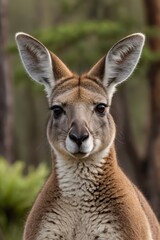 Fototapeta premium there is a kangaroo that is standing in the woods looking at the camera
