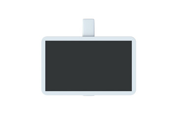 One ID badge with clip isolated on white background. Top view. 3d render