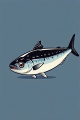 illustration of a fish with a black and white stripe on it