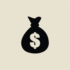 Money bag icon - flat line Vector