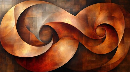 Abstract swirling forms elegantly intertwine warm earthy tones. AI Generated