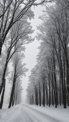 Obraz premium Snowy road in the forest