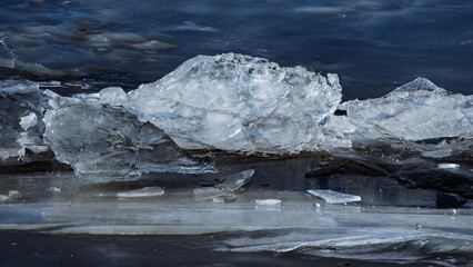 Abstract ice background with cracks on the ice surface