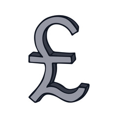 Obraz premium Hand drawn british pound currency symbol. Brush stroke doodle. Single element for design