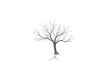 Fototapeta premium Minimalistic leafless tree with reflection in winter scene