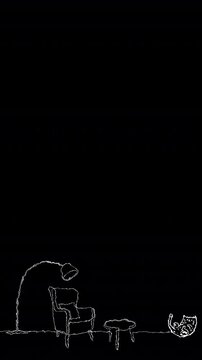 loop animation of Scribble hand drawn frame with alpha channel, cat themes