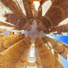 Egypt - karnak hypostyle hall columns in the temple at luxor thebes.