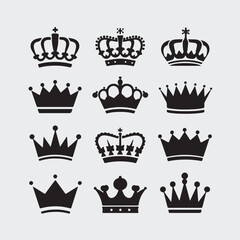 Crown Icons Set  Silhouette