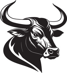 Bull head silhouette vector illustration on white background