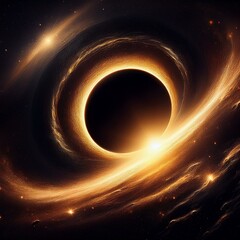 scary black hole in space, digital illustration; planet with atmosphere and universe