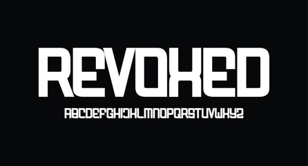 Revoked, Modern Bold Font. Regular Italic Number Typography urban style alphabet fonts for fashion, sport, technology, digital, movie, logo design, vector illustration
