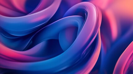 Obraz premium Lyrical abstract featuring intertwined loops in vibrant blues and magentas, creating a sense of motion
