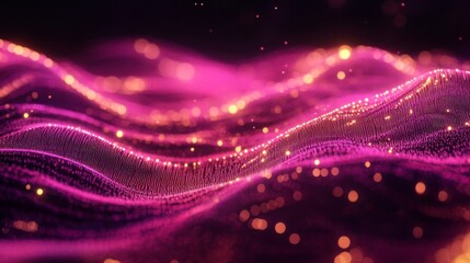 Pink and Gold Particle Wave Abstract Background