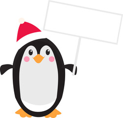Penguin Holding a Sign