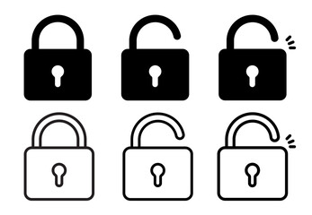 Lock icon, open padlock with keyhole for web, logo, security, privacy, password,