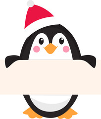 Penguin Holding a Sign