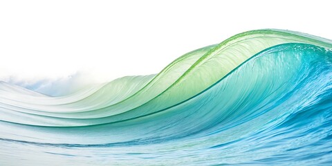abstract green blue gradient smooth wave isolated on white background
