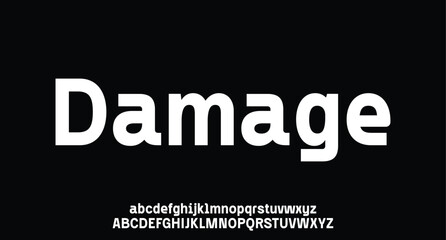 Damage, Modern Bold Font. Regular Italic Number Typography urban style alphabet fonts for fashion, sport, technology, digital, movie, logo design, vector illustration

