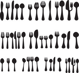Cutlery Set  Silhouette restaurant logo 
