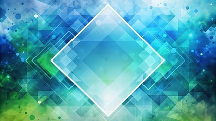 Mysterious blue and green blot background with geometric shapes, blue, mysterious, blue, mysterious