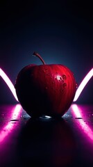 Juicy Red Apple Neon Light Photography