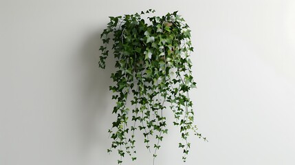 Fototapeta premium A hanging ivy plant with cascading vines, on a white background