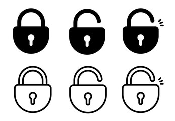 Lock icon, open padlock with keyhole for web, logo, security, privacy, password,