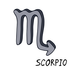 Hand drawn scorpio zodiac sign Esoteric symbol doodle Astrology clipart Element for design