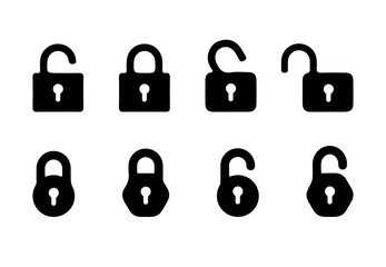 Lock icon, open padlock with keyhole for web, logo, security, privacy, password,