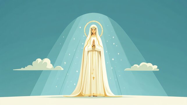 Catholic Virgin of Fatima Flat Vector Illustration for Religious Designs and Projects