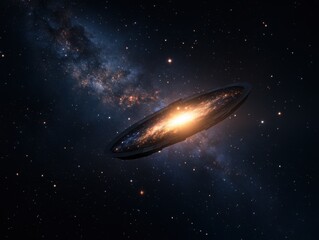 Obraz premium Stunning Galaxy View with Bright Core and Spiral Arms in Space