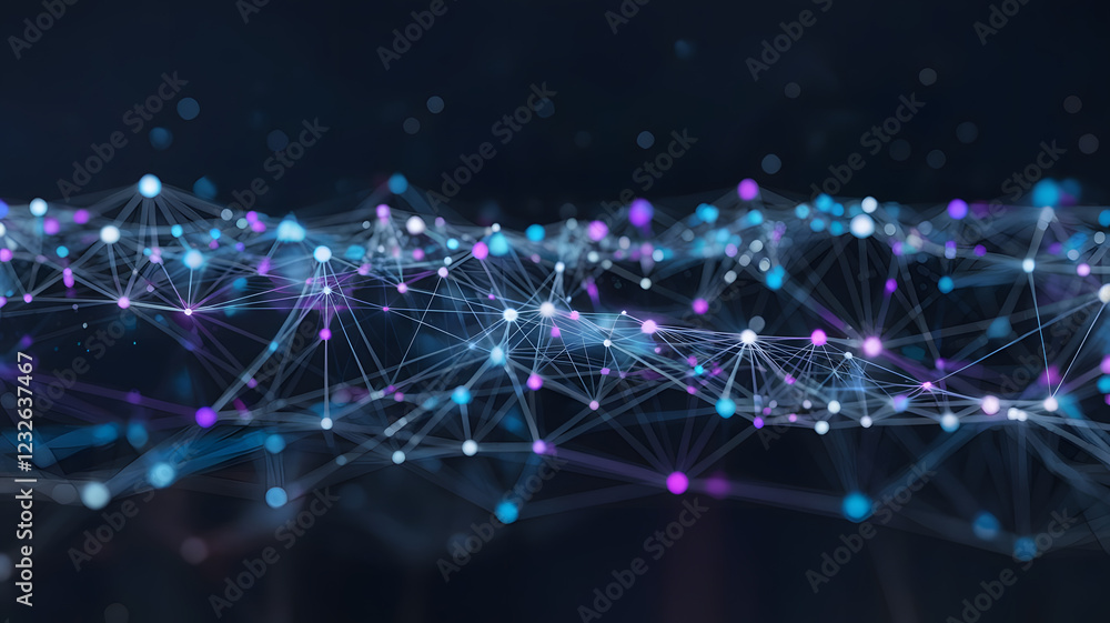 Poster abstract data network: a mesmerizing abstract depiction of interconnected data points and lines, shi