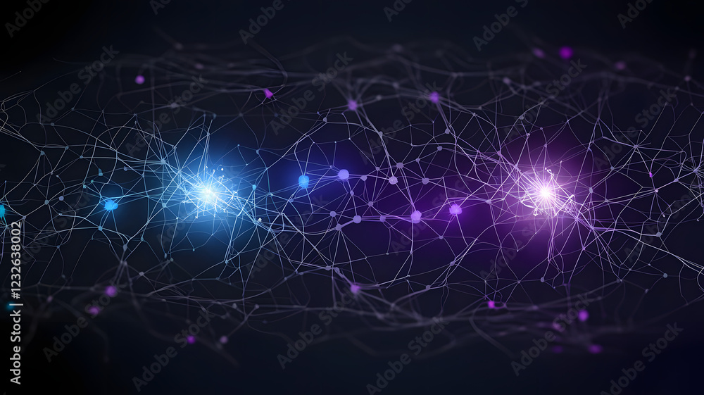 Poster neural network: a vibrant and intricate network of glowing neurons, symbolizing the complexity and i