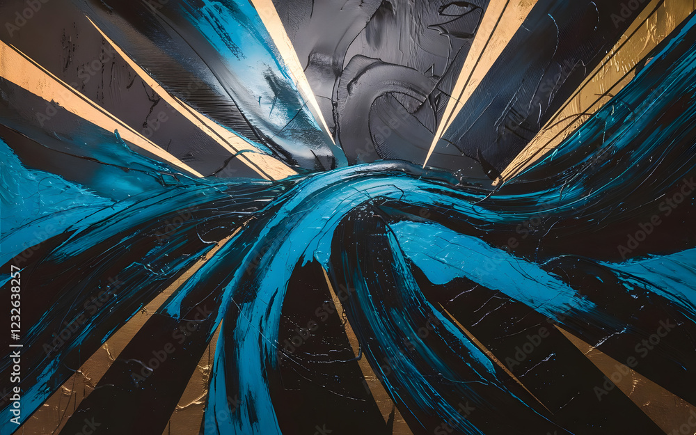 Poster abstract teal and gold swirl: a mesmerizing abstract artwork featuring a dynamic swirl of teal and g
