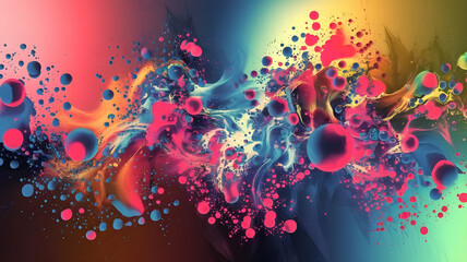 Abstract Vibrant Paint Explosion: A dynamic, energetic artwork featuring an explosion of vibrant paint in shades of pink, blue, and yellow.