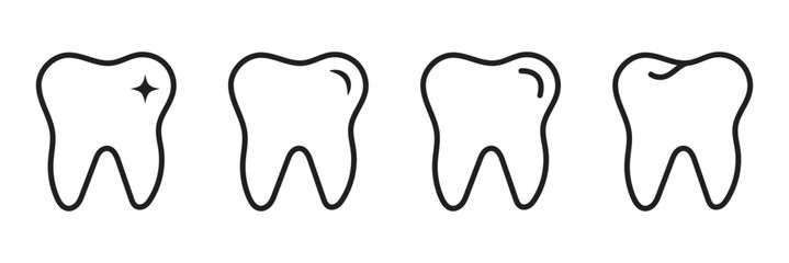 Tooth vector icon set. dentist illustration sign collection.