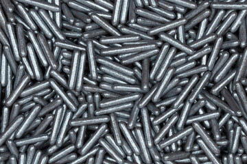 Shiny Silver Sugar Sprinkles Close-Up – Metallic Edible Candy Decorations for Baking, Cake Topping, Desserts, and Festive Pastries