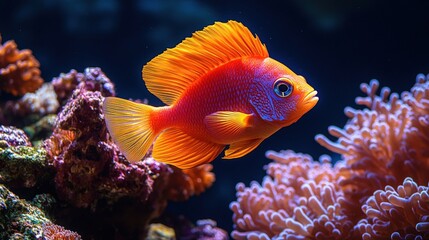 Obraz premium Colorful fish swimming in a vibrant coral reef ecosystem underwater