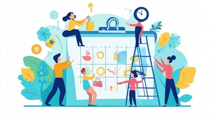 Family Planner Check Event Flat Vector Illustration for Organizing Family Activities Efficiently