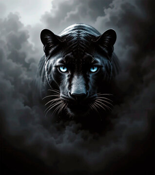 Pantera negra con ojos blancos