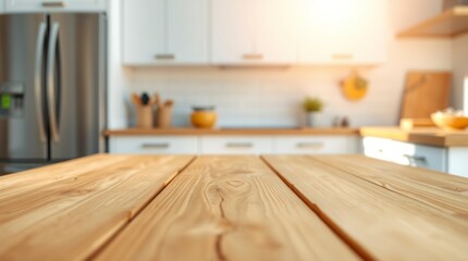 Light Wood Kitchen Tabletop Background Modern Kitchen Setting