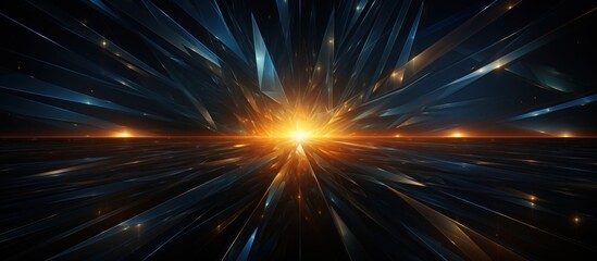 Naklejka premium Crystal explosion, sunset horizon, futuristic space, abstract art, website banner