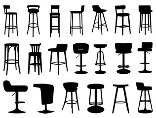 BAR STOOLS SILHOUETTE ON WHITE BACKGROUND