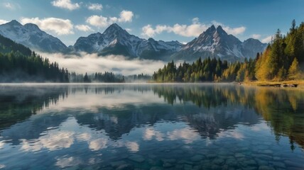 Serene Mountain Lake Landscape with Stunning Reflections